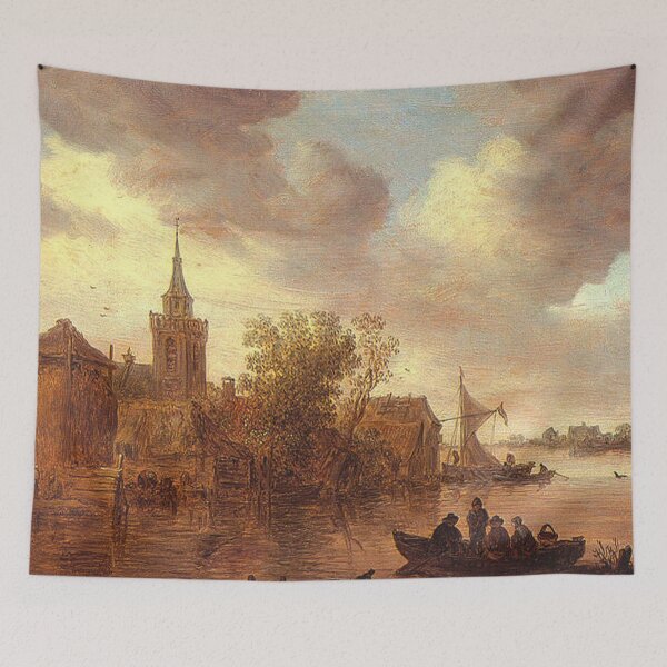 Item preview, River View with Church and Farmhouse designed and sold by tomorrowsart.