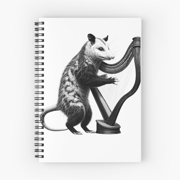 Item preview, Vintage Possum Opossum Playing Harp Harpist Harp Player designed and sold by Kimberley King Art  King Art.