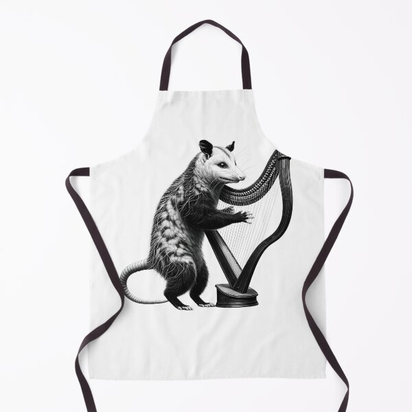 Item preview, Vintage Possum Opossum Playing Harp Harpist Harp Player designed and sold by Kimberley King Art King Art.