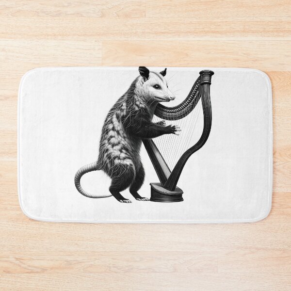 Item preview, Vintage Possum Opossum Playing Harp Harpist Harp Player designed and sold by Kimberley King Art  King Art.