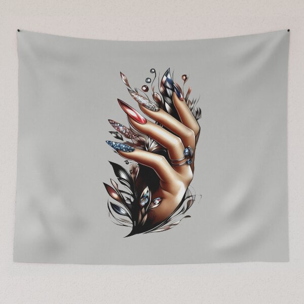 Item preview, Almond Nails and Delicate Black Patterns designed and sold by SplashTastic.