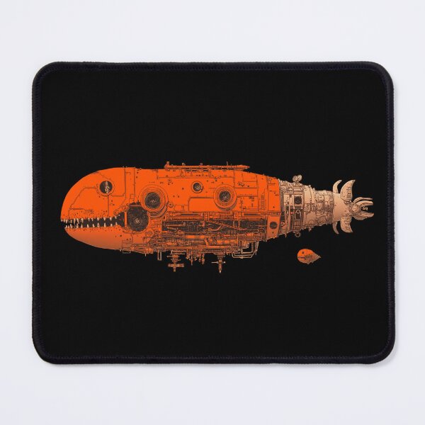 Item preview, Vintage Medieval Steampunk Spaceship Fish with Baby Hatchling Comic Book Illustration, Mechanical Surrealism, Technology Fantasy Utopia, Cyberpunk Botanical Illustration designed and sold by MarikoDesignArt.