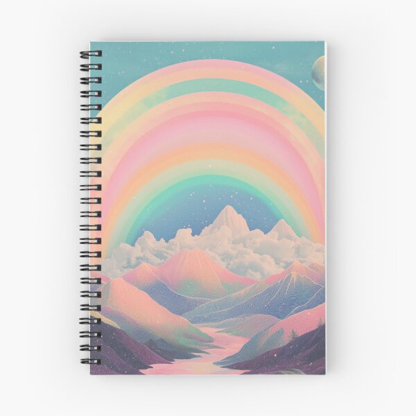 Item preview, Vintage Retro Rainbow Sky Art Print | Pastel Style| Dreamscape with Mountains, River designed and sold by BlissxPals.