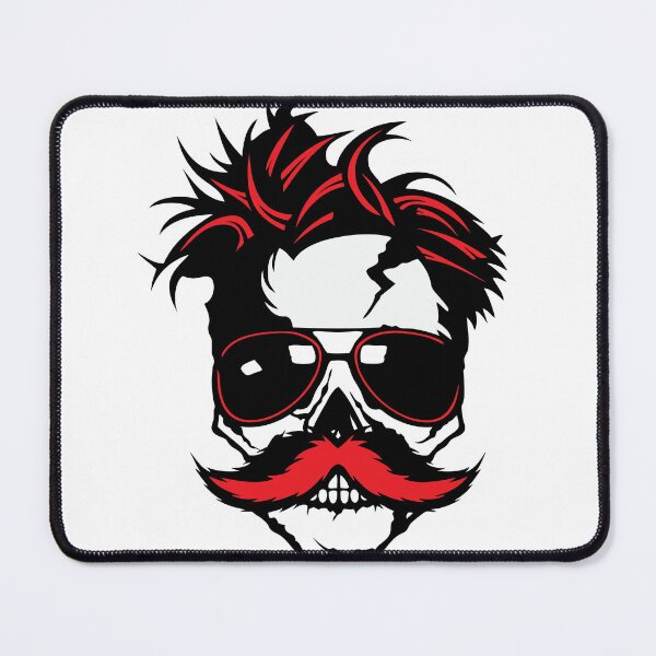Item preview, skull hipster mustache punk hairstyle mustached designed and sold by Achille3777.