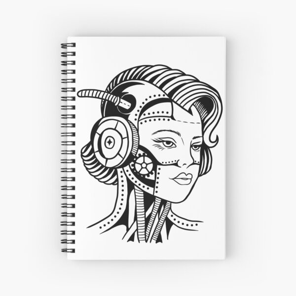 Aperçu de l'œuvre Femme cybernétique Cyberpunk Old School créée et vendue par Scobtattoo.