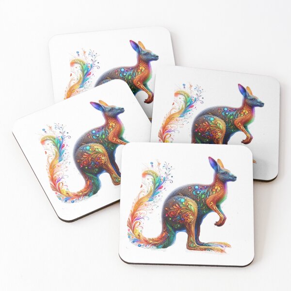 Item preview, Vibrant Glowing Kangaroo – Fantasy Neon Wildlife Art designed and sold by GloriousArtSKD.