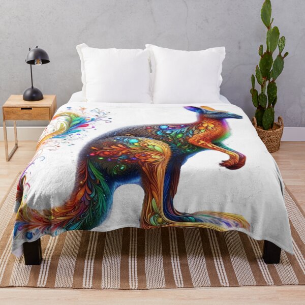 Item preview, Vibrant Glowing Kangaroo – Fantasy Neon Wildlife Art designed and sold by GloriousArtSKD.