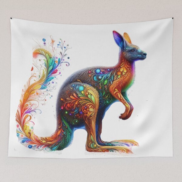 Item preview, Vibrant Glowing Kangaroo – Fantasy Neon Wildlife Art designed and sold by GloriousArtSKD.