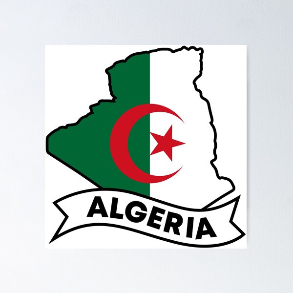 Item preview, Algeria map and flag designed and sold by Wolagno.