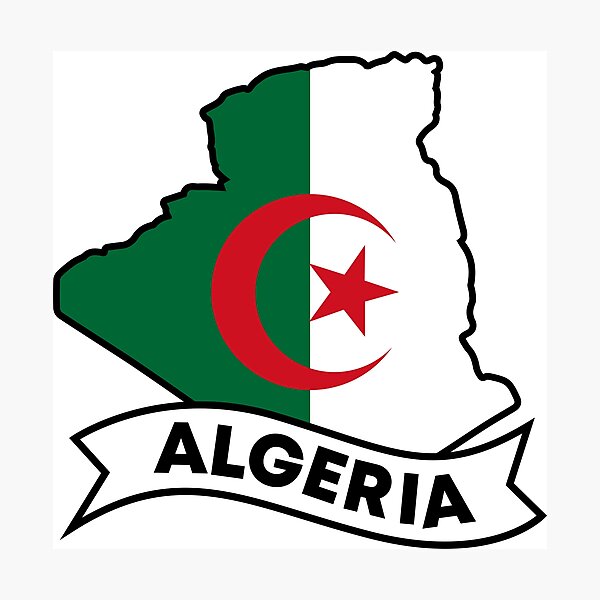 Item preview, Algeria map and flag designed and sold by Wolagno.
