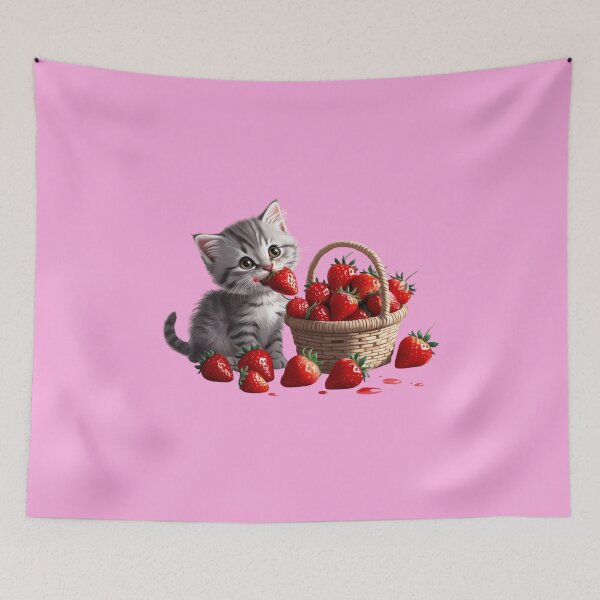 Item preview, Strawberry-Loving Kitten designed and sold by Summer Sunshine.