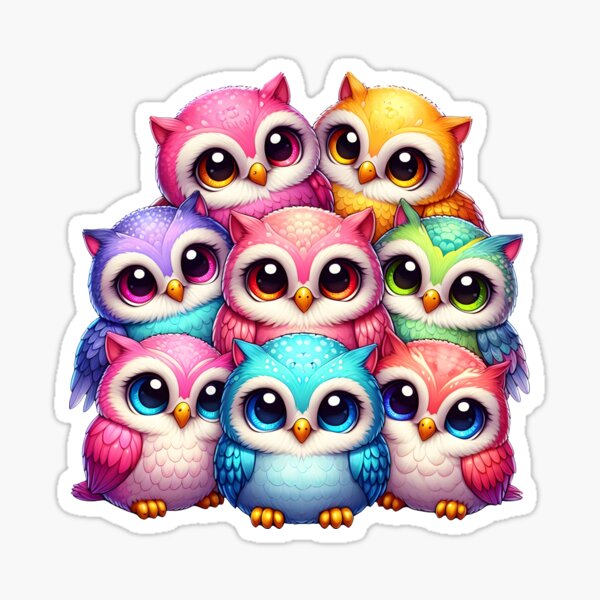 Item preview, A flock of cute fantasy owls all bunched up together designed and sold by LoneAngel.