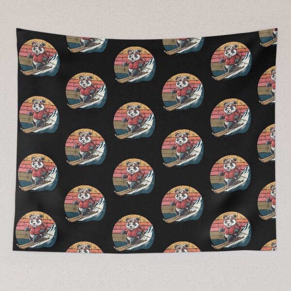Item preview, Modern Trendy Vintage Sunset  skiing panda designed and sold by SOUFIANE1991.