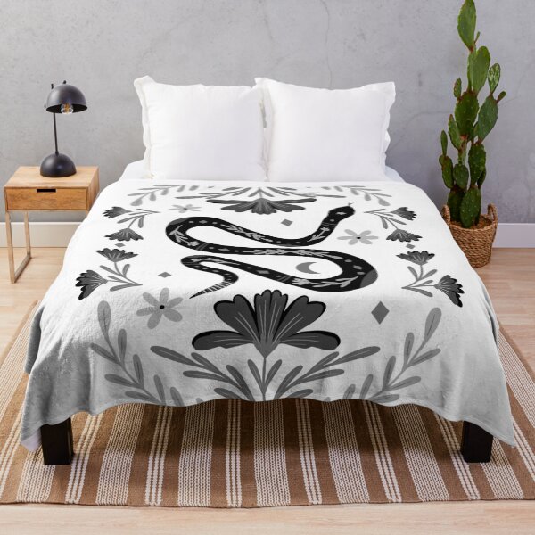Item preview, Cute floral snake - black and white designed and sold by wackapacka.