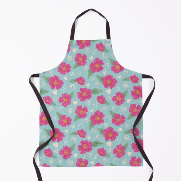Item preview, Pink flowers with hearts on baby blue background designed and sold by Blooming June Design.