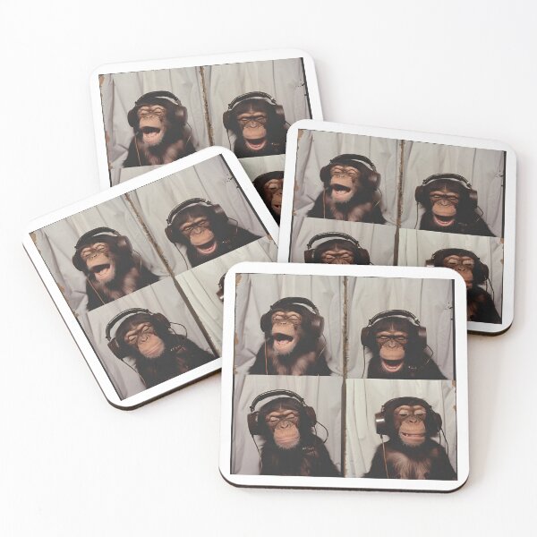 Item preview, Monkey In Headphones Funny Chimp Singing designed and sold by RockFireMerch.