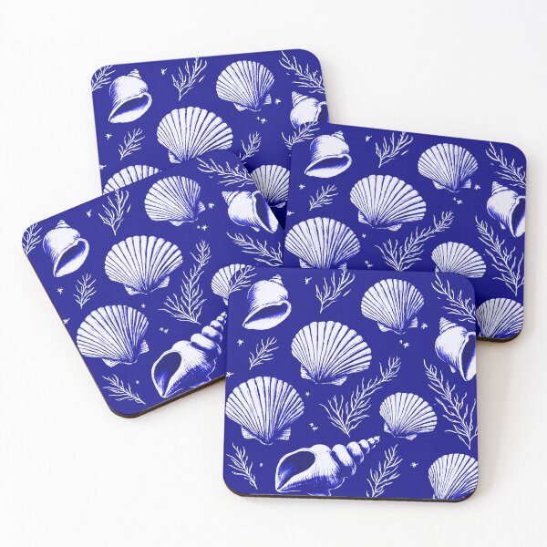 Item preview, Seashells and Seaweed in Navy Blue and White  designed and sold by Marymarice.