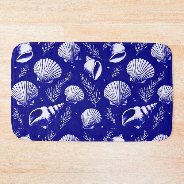 Item preview, Seashells and Seaweed in Navy Blue and White  designed and sold by Marymarice.