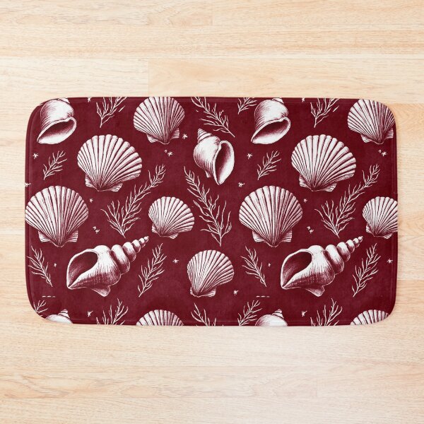 Item preview, Seashells and Seaweed in Maroon and White  designed and sold by Marymarice.
