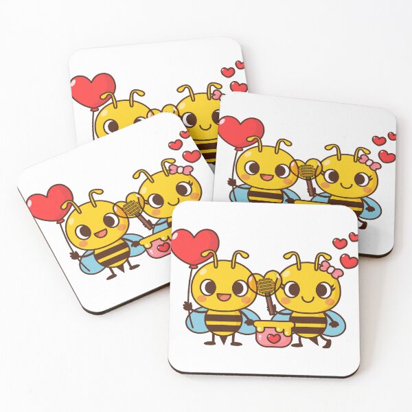 Item preview, Cute Bee cartoon and heart Valentine's day designed and sold by NoeySmiley55.