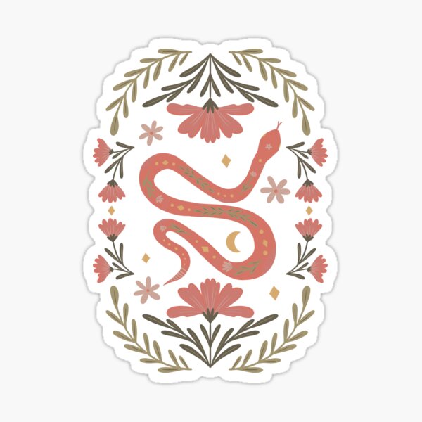Item preview, Cute floral snake - retro coral and green designed and sold by wackapacka.