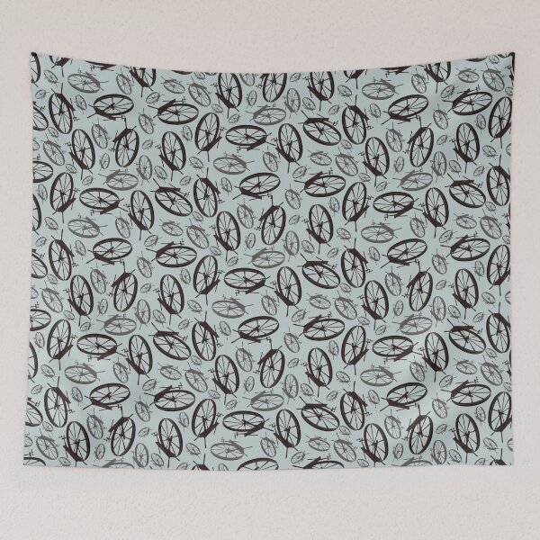 Item preview, Spinning Wheels Tossed Halfdrop Soft Blue Green c2cfcf designed and sold by Art in My Loft.