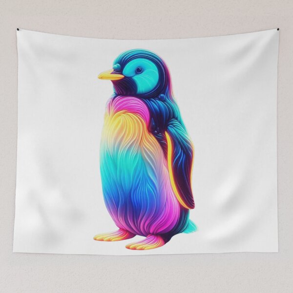Item preview, Neon Glowing Penguin – Vibrant Fantasy Wildlife Art designed and sold by GloriousArtSKD.
