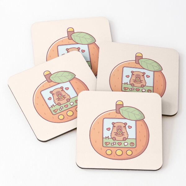 Item preview, Cute Capybara Eating Pizza Virtual Pet Toy Orange designed and sold by rustydoodle.