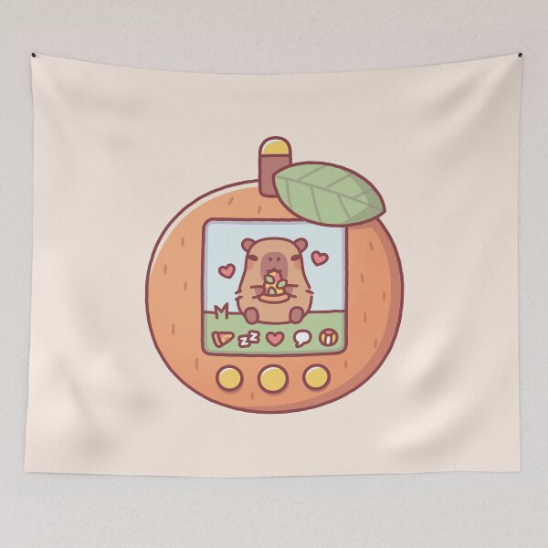 Item preview, Cute Capybara Eating Pizza Virtual Pet Toy Orange designed and sold by rustydoodle.