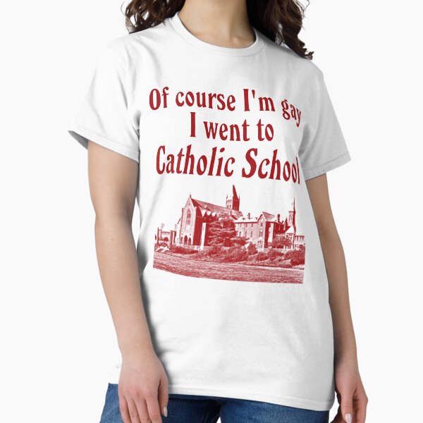 Vista previa del artículo con la obra «Por supuesto que soy gay, fui a una escuela católica. Cita sarcástica divertida», diseñado y vendido por Monalizapro.