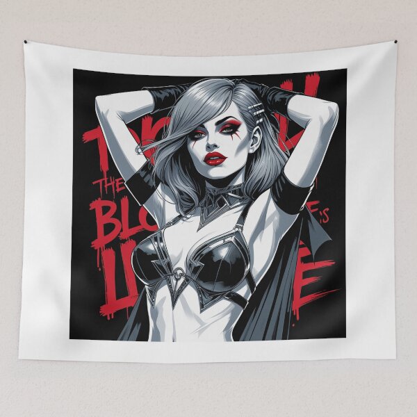 Item preview, Sexy Vampire demon fantasy punk horror Girl illustration designed and sold by Vintage Designs +.