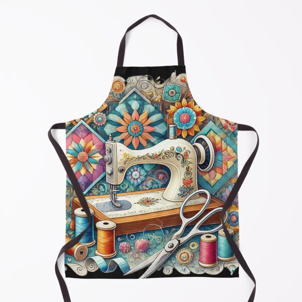 Aperçu de l'œuvre Charmante œuvre de quilting – Machine à coudre vintage créée et vendue par Desireehaz.
