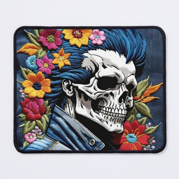 Item preview, Embroidered Denim Floral Skull In Jean Jacket   designed and sold by CarrollGene.