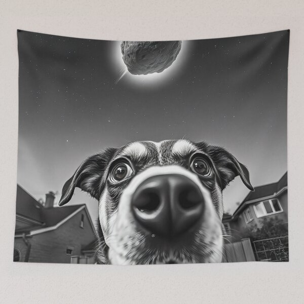 Item preview, Apocalyptic Dog Selfie – Funny Asteroid 2024 YR4 Impact Reaction Tee designed and sold by Serbin.