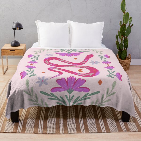 Item preview, Cute floral snake - pink and green designed and sold by wackapacka.