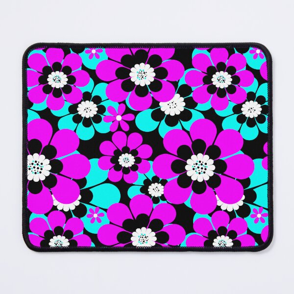 Item preview, Floral Neon Pattern Purple and Turquoise Flowers designed and sold by fuzzyfox.