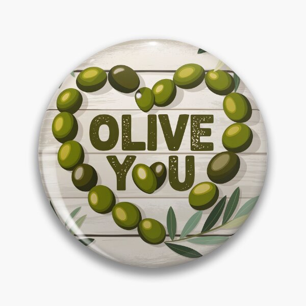Item preview, Olive you text in olive green hues in heart shape formef of olive berries and olive leaves in the corners designed and sold by EmeraldeaArt.