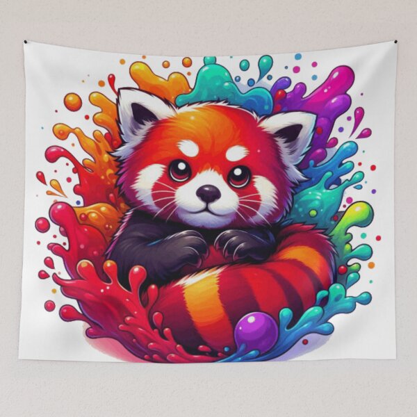 Item preview, Adorable red panda in a vibrant paint splash - cute & colorful art designed and sold by BigBlueArt.