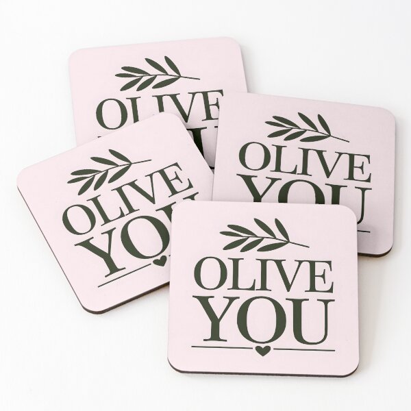 Item preview, Olive you text and a heart and olive leaf simple leaf design designed and sold by EmeraldeaArt.