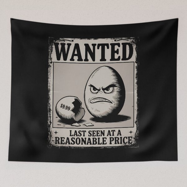 Item preview, Wanted Egg Last Seen At A Reasonable Price Inflation Joke designed and sold by Designer-Girl.