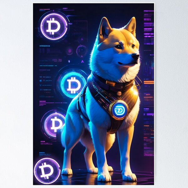 Artikel-Vorschau von Kryptokunst zum Thema Dogecoin. Futuristischer Stil., designt und verkauft von Dante-Elit.