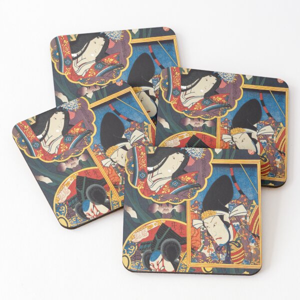 Item preview, Kabuki Drama & Samurai Elegance | Vintage Japanese Ukiyo-e Print designed and sold by Timeless Japan.