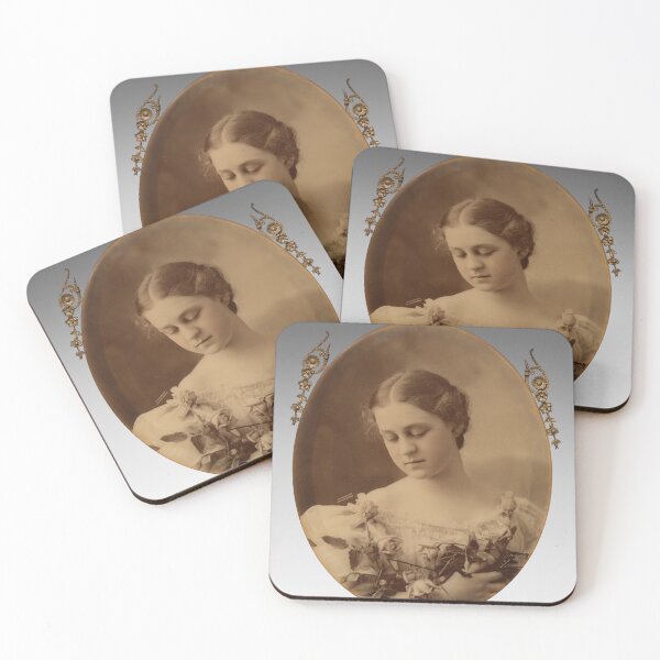 Item preview, Young Woman Holding Roses, 1897. James Arthur (American, born Canada, 1855–1912). Gelatin silver print mounted to glass designed and sold by Vintage Designs +.