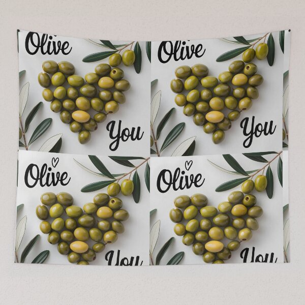 Item preview, Heart from olives with olive branches and Olive text mixed with doodle photo and typography designed and sold by EmeraldeaArt.