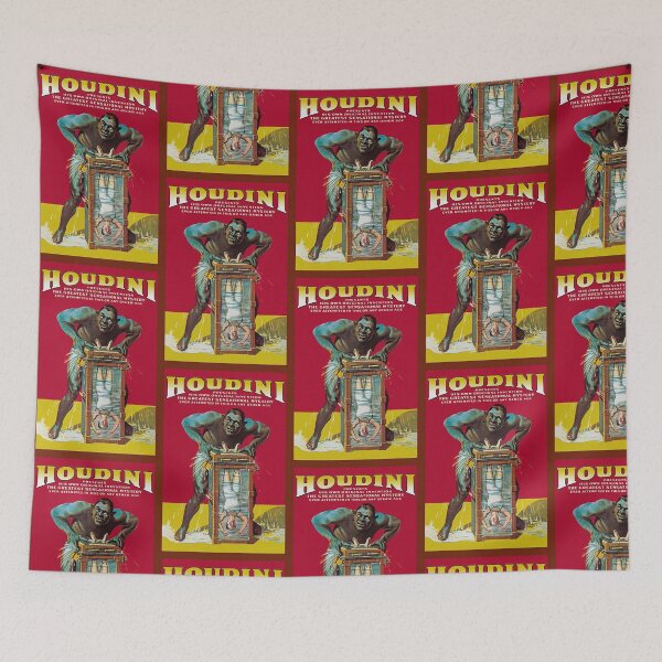 Item preview, Houdini vintage magic illusionist poster art designed and sold by Vintage Designs +.