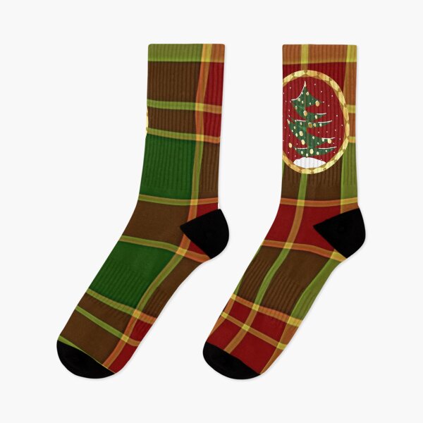 Item preview, Abstract Christmas Tree in Golden Circle on Gingham red green designed and sold by CreaTwinkles.
