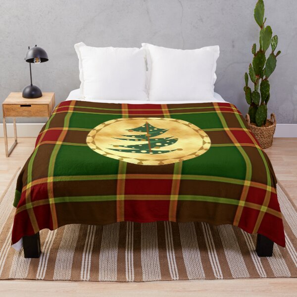 Item preview, Abstract Christmas Tree in Golden Circle on Gingham red green designed and sold by CreaTwinkles.