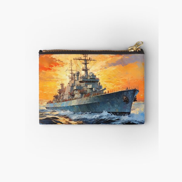 Item preview, Navy frigate ship at war in the ocean - Acrylics painting designed and sold by TheArtistOf2022.