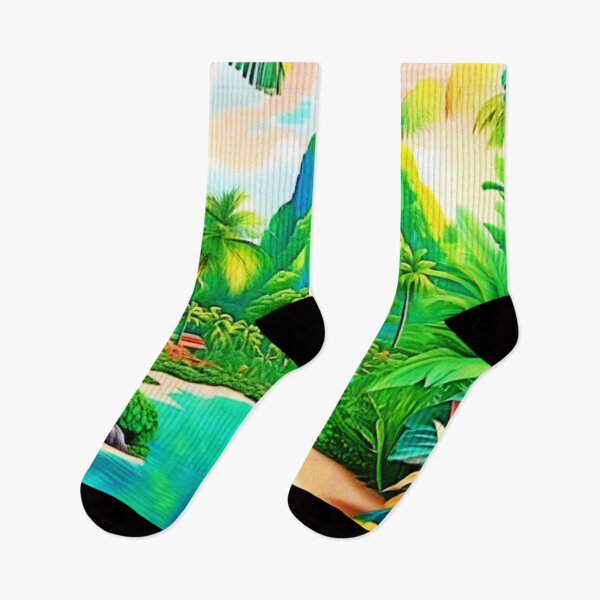 Item preview, Vibrant Ocean Waves & Palm Trees Art designed and sold by Health And Fitness Posts e-Store.