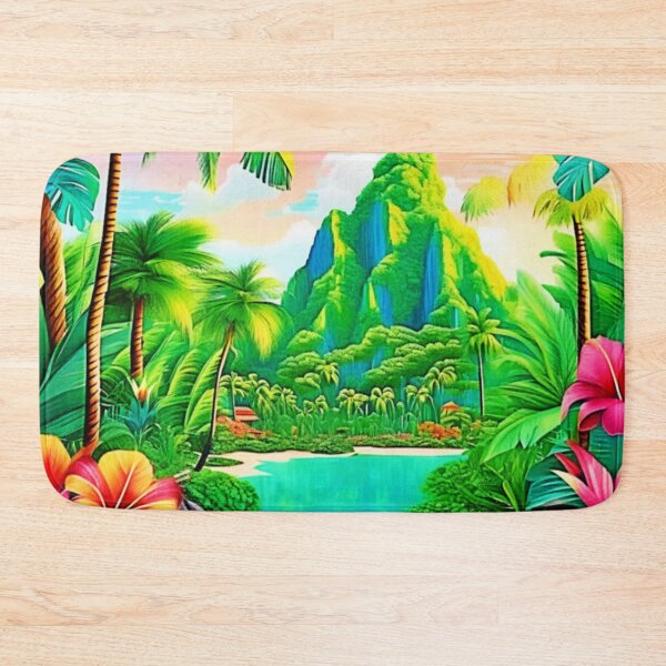 Item preview, Vibrant Ocean Waves & Palm Trees Art designed and sold by Health And Fitness Posts e-Store.
